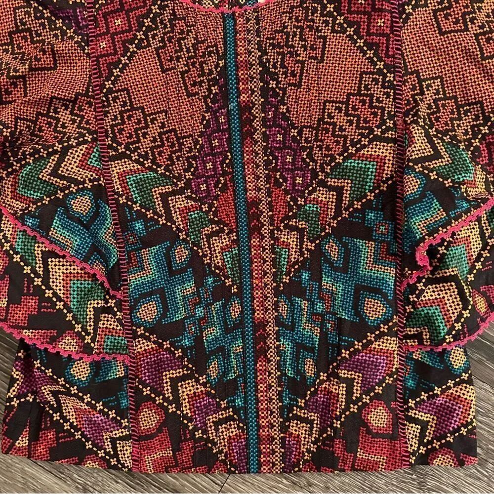 Farm Rio Multi Geometric Flutter Sleeve Blouse - Picture 4 of 8